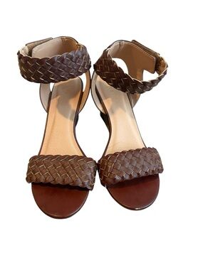 XOXO Braided Ankle-Strap Heeled Sandals - Brown